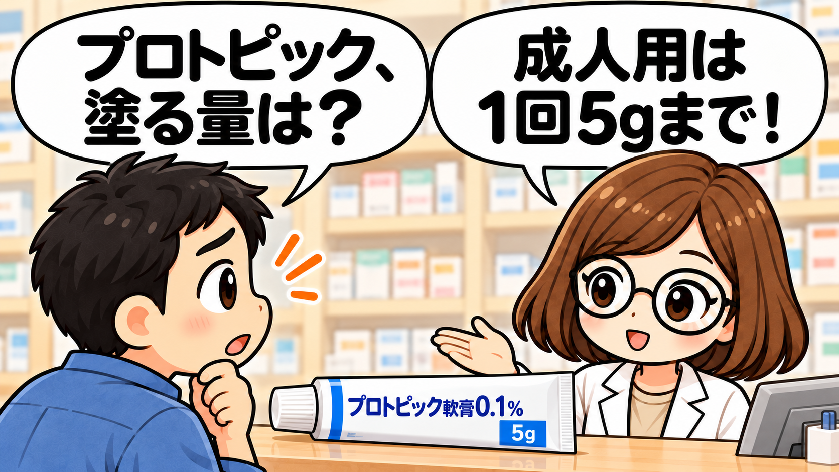 プロトピック成人用0.1％は1回5gまで。